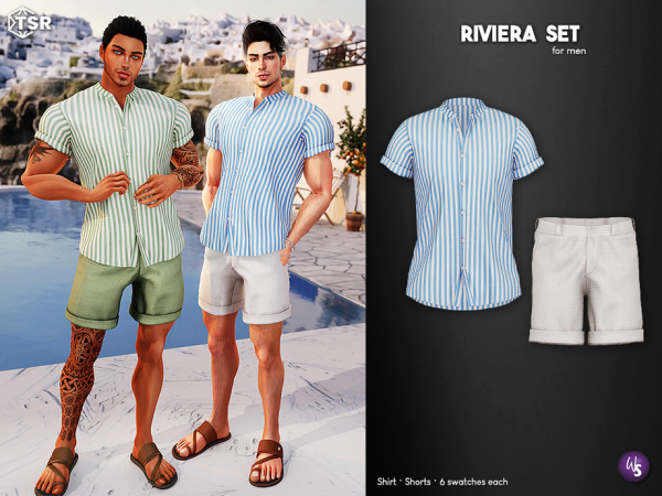 Alpha Riviera Clothing Set for men by WisteriaSims - The Sims 4 Custom Content