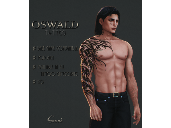 Mix Oswald Tattoo by soonioo - The Sims 4 Custom Content