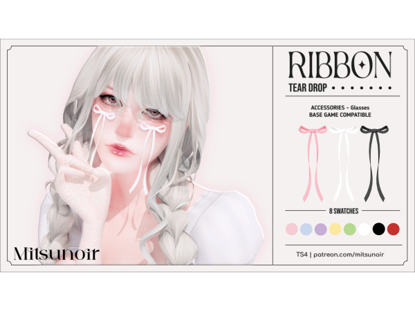 Sims 4 Ribbon Tear Drop  by mitsunoir