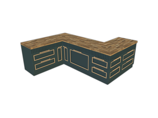 Maxis Match Comiko Parisian Kitchen Counter Wood - The Sims 4 Custom Content