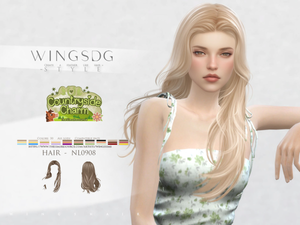 Alpha WINGS HAIR Delicate long hair by wingssims - The Sims 4 Custom Content