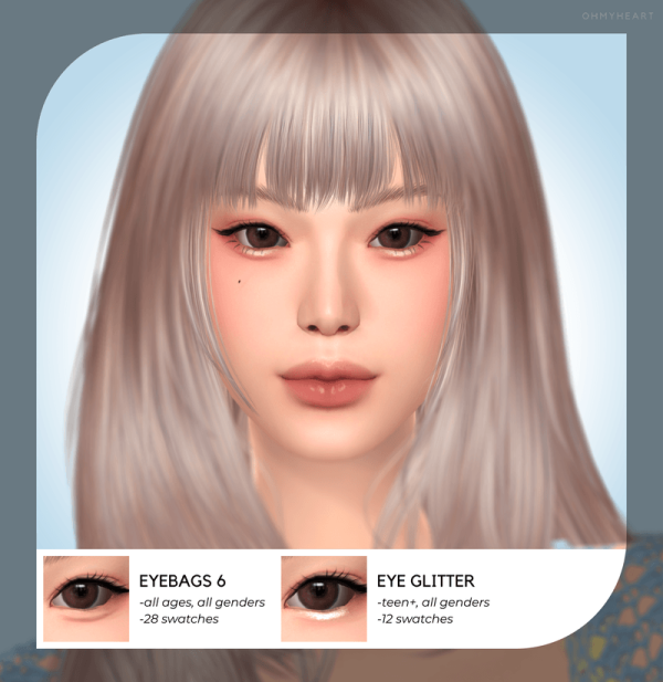 Mix eyebags5 6 eye glitter by ohmyheart - The Sims 4 Custom Content