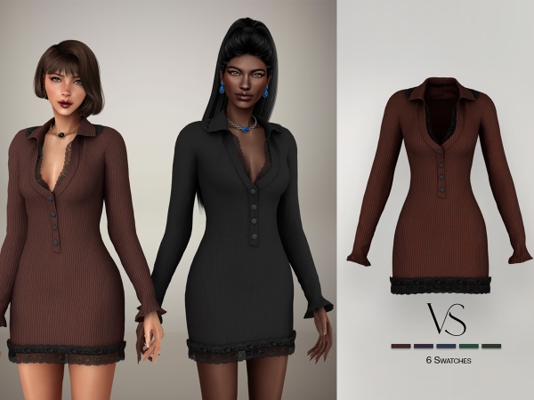 Sims 4 Ribbed Mini Dress