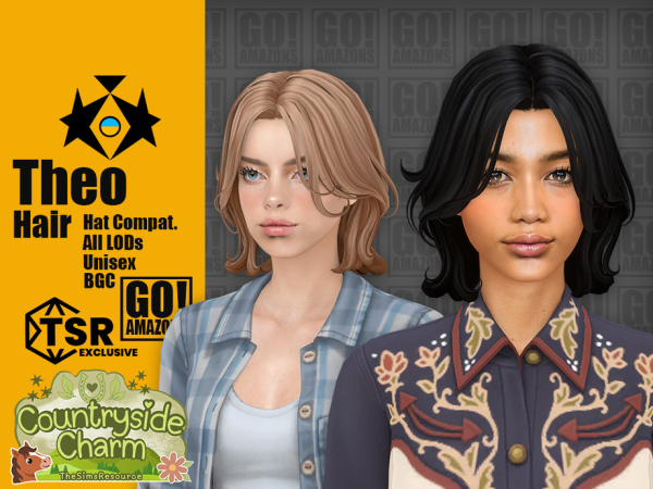 Maxis Match Theo Hair - The Sims 4 Custom Content