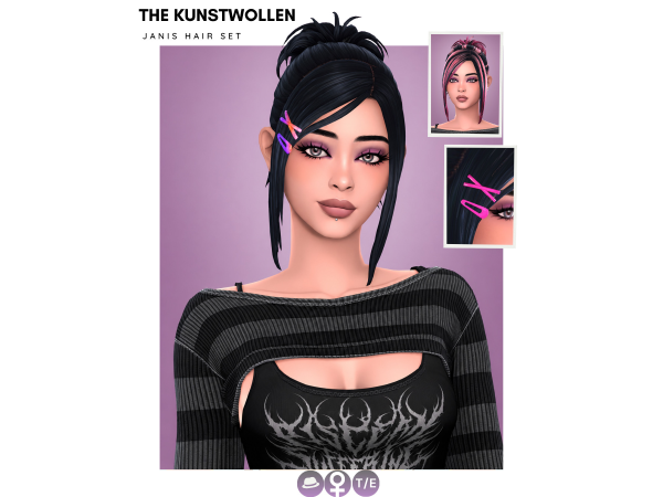 Maxis Match Janis hair set by thekunstwollen - The Sims 4 Custom Content