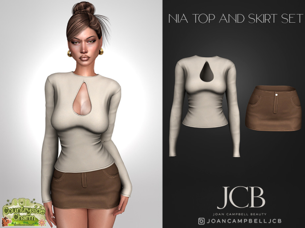 Alpha NIA TOP AND SKIRT SET by Joan_Campbell_Beauty_ - The Sims 4 Custom Content