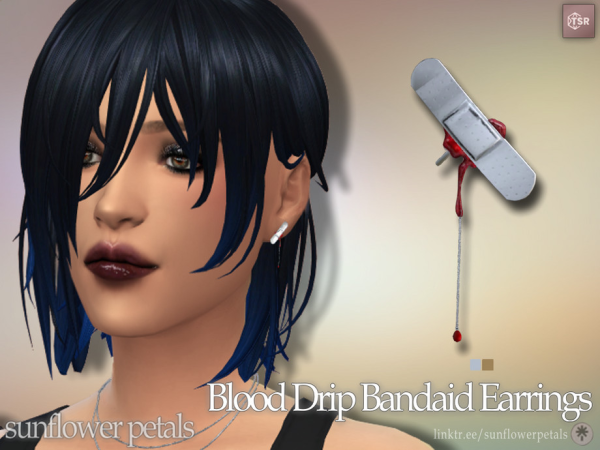 Mix Blood Drip Bandaid Earrings - The Sims 4 Custom Content