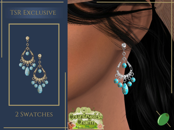 Alpha Sadie Turquoise Earrings by pitted0live - The Sims 4 Custom Content