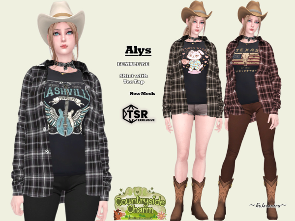 Sims 4 COUNTRYSIDE CHARM - ALYS - Shirt by Helsoseira