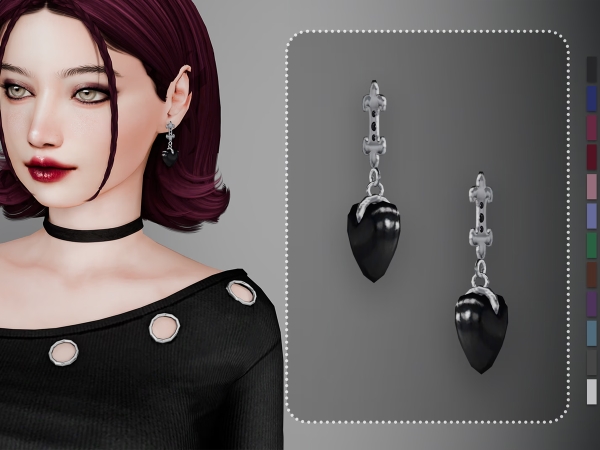 Alpha Meili Heart Earrings - The Sims 4 Custom Content