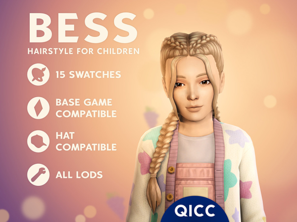 Maxis Match Bess Hair by qicc - The Sims 4 Custom Content