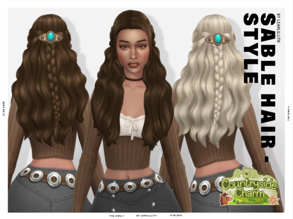 Sims 4 Countryside Charm Sable Half Up Braid Hairstyle by Leah_Lillith