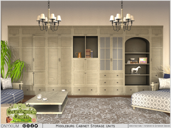 Mix Middleburg Cabinet Storage Units by Onyxium - The Sims 4 Custom Content