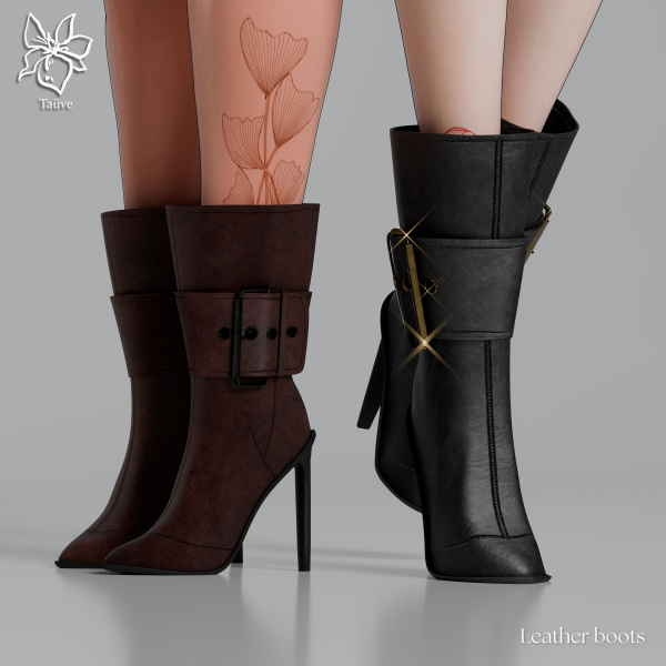 Alpha LEATHER CUN7Y BOOTS SHOES by simsfinds - The Sims 4 Custom Content