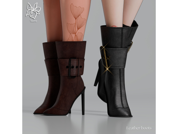 Sims 4 LEATHER CUN7Y BOOTS - SHOES by tauve
