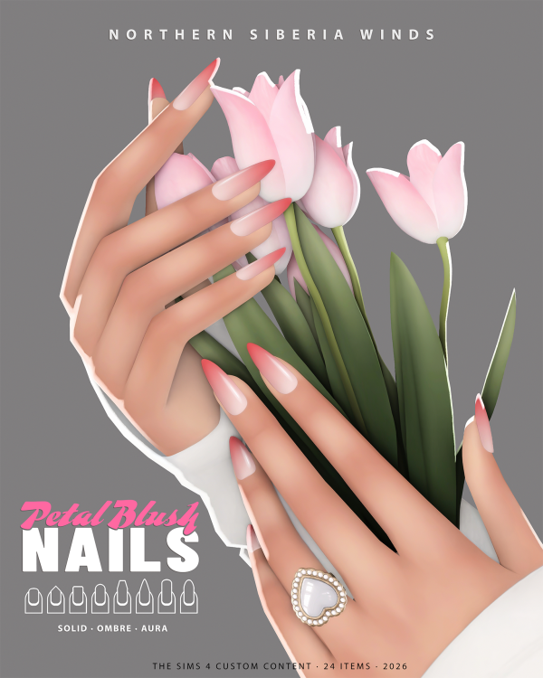 Maxis Match PETAL BLUSH NAILS COLLECTION by simsfinds - The Sims 4 Custom Content