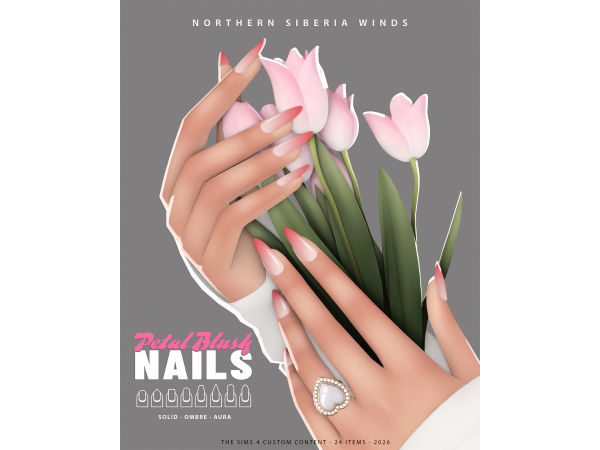 Sims 4 PETAL BLUSH NAILS COLLECTION by northernsiberiawinds