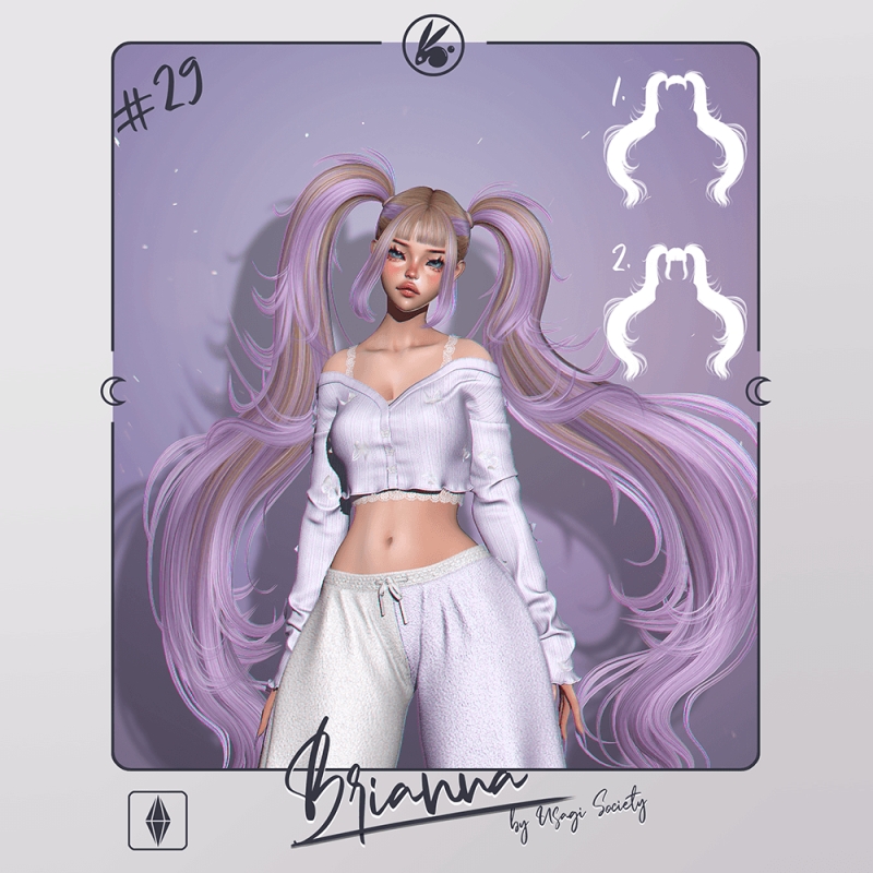 Alpha Brianna Hair 1 (With Bangs) - The Sims 4 Custom Content