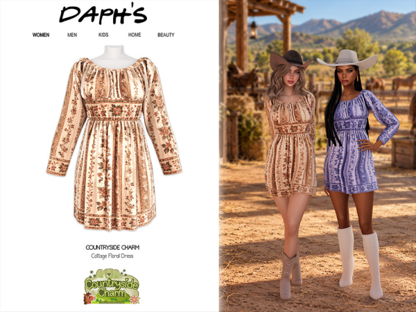 Sims 4 Daph's Countryside Charm - Cottage Floral Dress