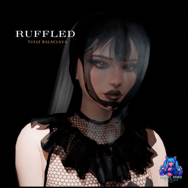 Alpha Ruffled Tulle Balaclava by simsfinds - The Sims 4 Custom Content