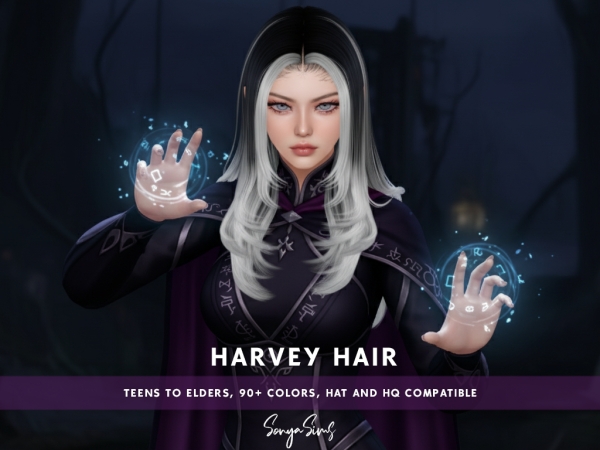 Alpha Harvey Hair ( 4 Hairs Pack) - The Sims 4 Custom Content