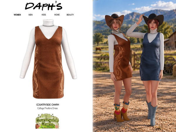 Sims 4 Daph's Countryside Charm - Cottage Pinafore Dress