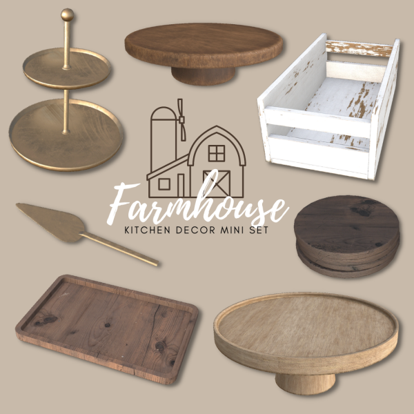 Alpha Sims4Luxury Farmhouse Kitchen Decor mini set by simsfinds - The Sims 4 Custom Content