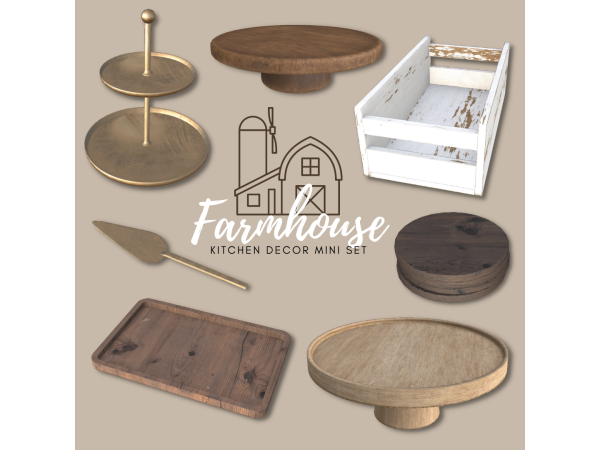 Alpha Sims4Luxury Farmhouse Kitchen Decor mini set - The Sims 4 Custom Content