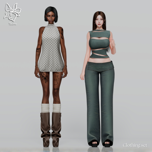 Mix DERNIER VERRE CLOTHING SET by simsfinds - The Sims 4 Custom Content