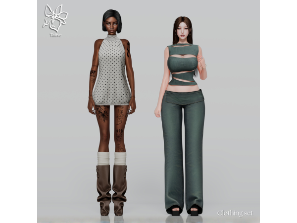 Sims 4 DERNIER VERRE - CLOTHING SET by tauve
