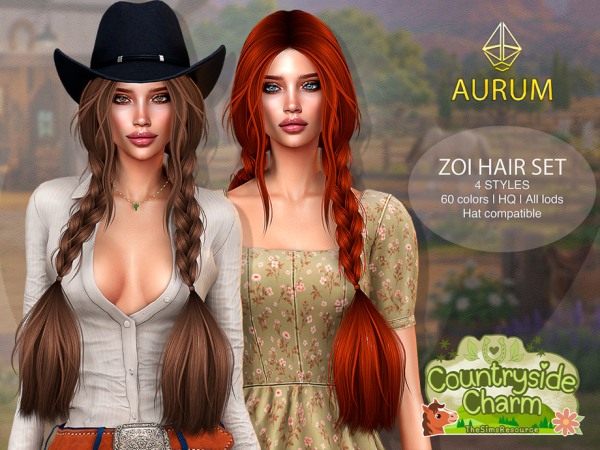 Alpha Aurum Zoi Hair Set - The Sims 4 Custom Content