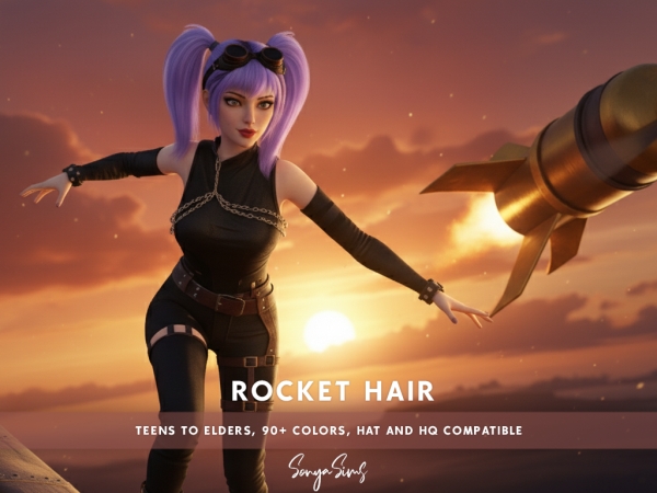 Sims 4 Rocket Hair (4 Hairs Pack)
