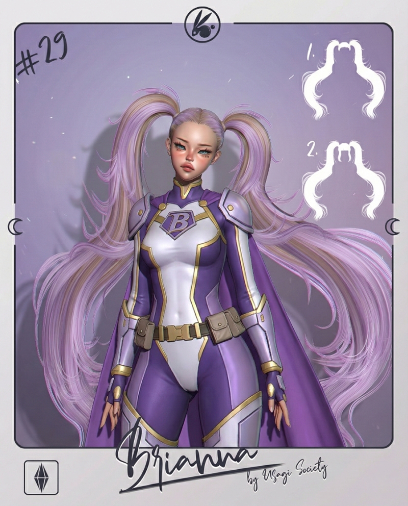 Alpha Brianna Hair 2 (No Bangs) - The Sims 4 Custom Content