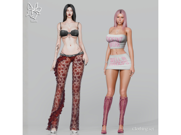Sims 4 THE PROVOCATEUR - CLOTHING SET by tauve