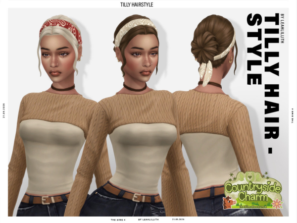 Sims 4 Countryside Charm Tilly Bun Hairstyle by Leah_Lillith
