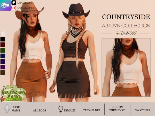 Alpha COUNTRYSIDE CHARM TOP WITH LACE by thesimsresource - The Sims 4 Custom Content