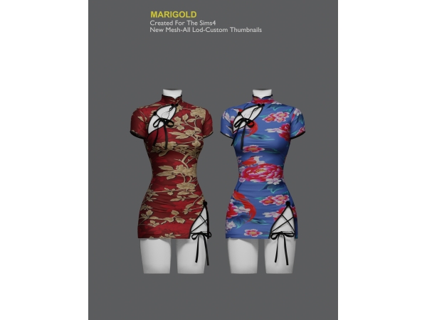 Alpha MARIGOLD TS4_CRIMSON QIPAO - The Sims 4 Custom Content
