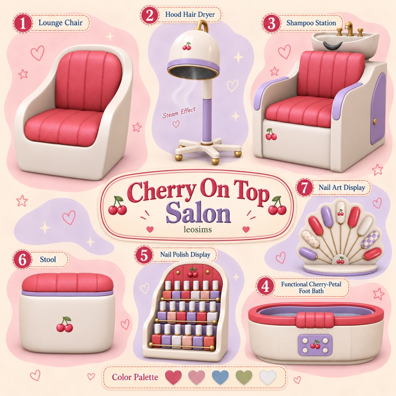 Mix Cherry On Top Salon by leosims4cc - The Sims 4 Custom Content
