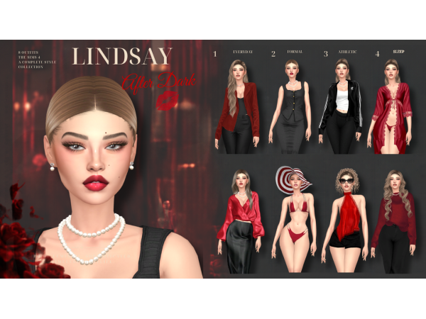 Alpha Lindsay 8 Outfits by yolimi - The Sims 4 Custom Content