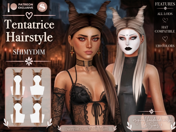 Alpha Shimydim Tentatrice Hairstyle - The Sims 4 Custom Content