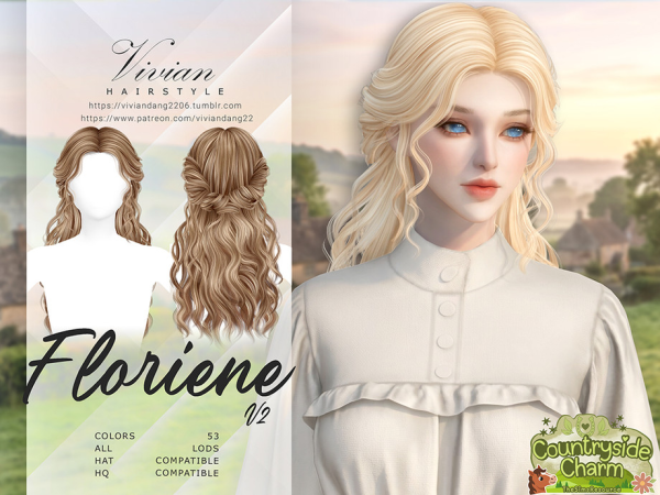 Sims 4 Floriene V2 - Hairstyle by VivianDang