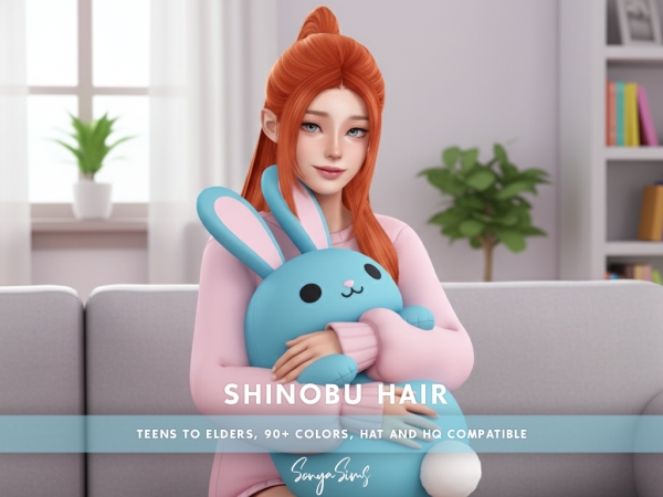 Alpha Shinobu Hair (Bangs I) - The Sims 4 Custom Content