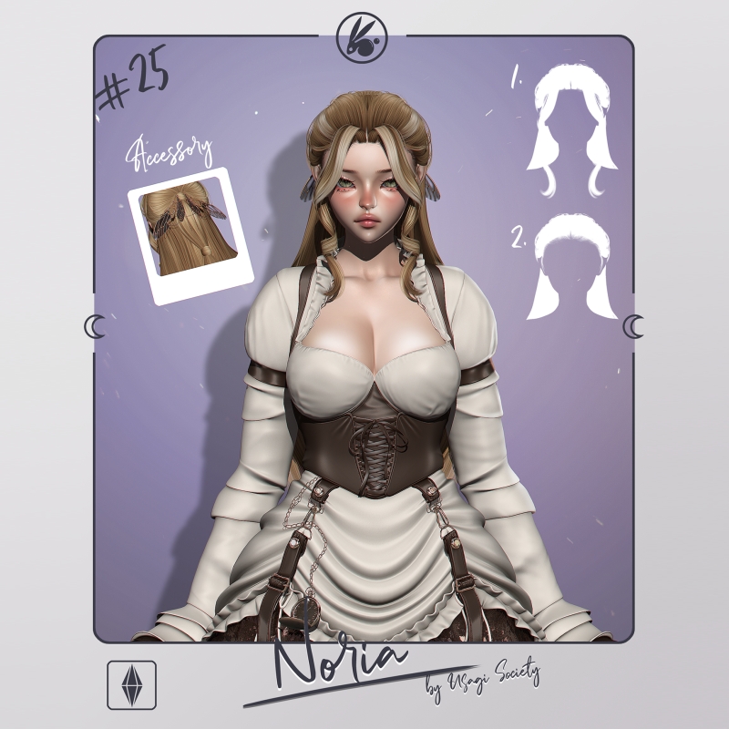 Alpha Noria Hair (PACK) - The Sims 4 Custom Content