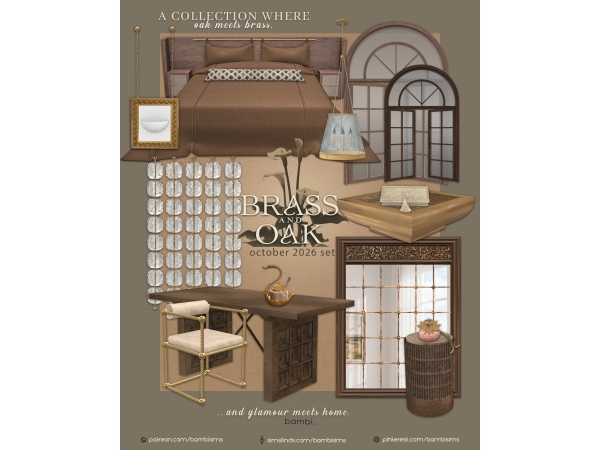 Alpha brass and oak set - The Sims 4 Custom Content