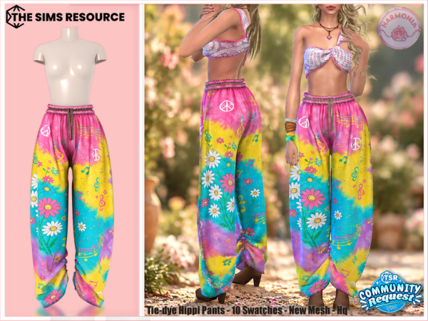 Alpha Tie dye Hippi Pants - The Sims 4 Custom Content