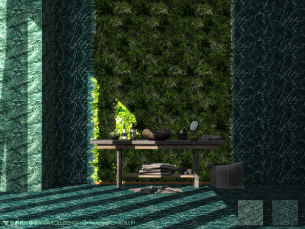 Alpha Marmo Verde Wall by carolldesign - The Sims 4 Custom Content