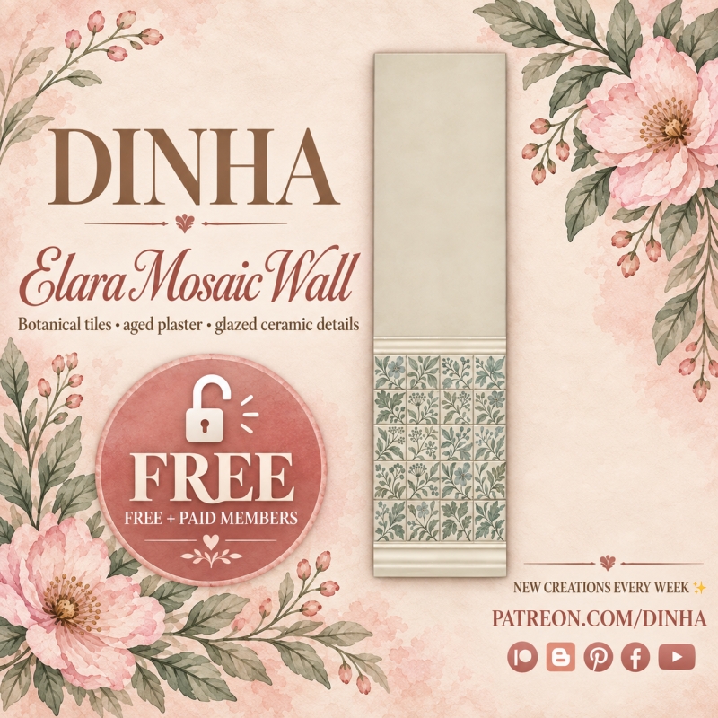 Alpha Elara Mosaic Wall by dinhagamer - The Sims 4 Custom Content