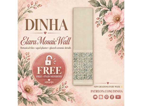 Alpha Elara Mosaic Wall - The Sims 4 Custom Content