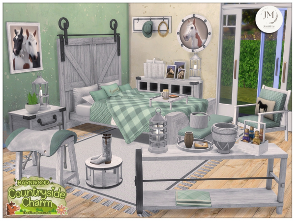 Mix Barnwood countryside charm bedroom2 - The Sims 4 Custom Content