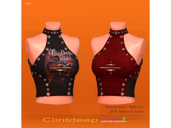 Alpha Clintdeep Mia Halter Top - The Sims 4 Custom Content